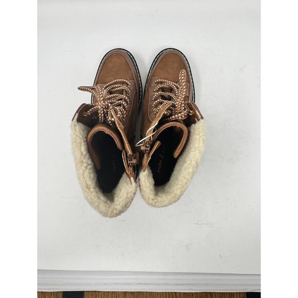 Violet and Red Alexa Brown Suede Fleece Trim Lug Combat Boots Size 6.5 NWOB - Picture 8 of 10